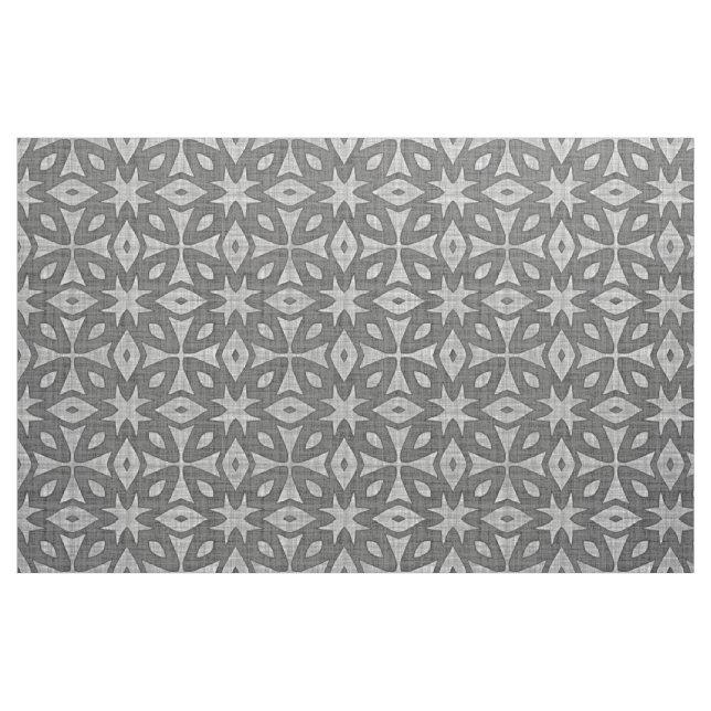 Funky Grey Faux Batik Linen Squares Pattern Fabric (Fat Quarter)