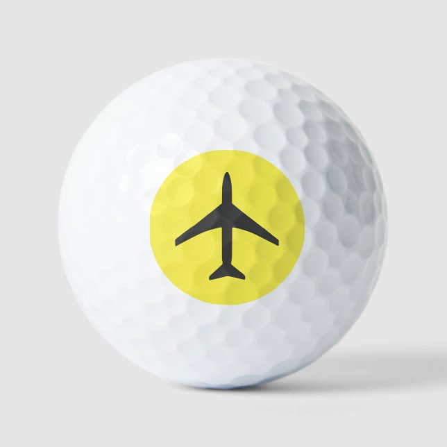 Funky Grey Plane Aeroplane Pilot Aviation Golf Balls (Front)