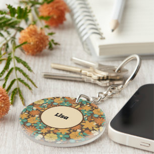 Funky Groovy Flower Power Key Ring