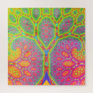 Funky Groovy Geometric Mathematical Fractal Tree Jigsaw Puzzle
