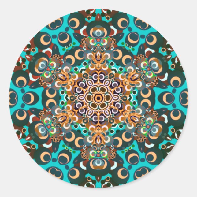 Funky Groovy Mandala Classic Round Sticker (Front)