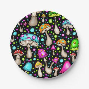 Funky Groovy Mushroom  Paper Plate