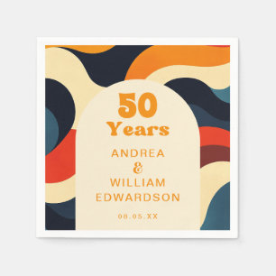 Funky Groovy Retro 50th Wedding Anniversary Napkin