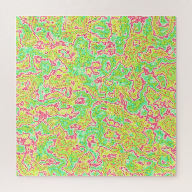 Funky Groovy Retro Bold Neon Hippie Trippy Marble Jigsaw Puzzle (Vertical)