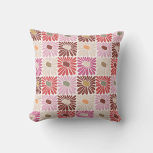 Funky Groovy Retro Flowers Pattern Cushion