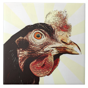 Funky Grumpy Chicken Superstar Tile