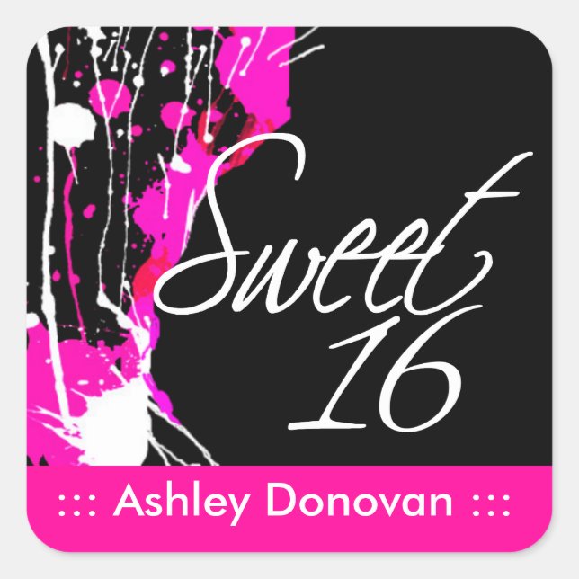 Funky Grunge Sweet 16 Party Sticker (Front)