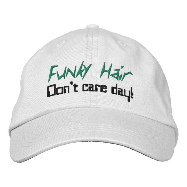Funky Hair Humour Green Black Embroidered Hat (Front)