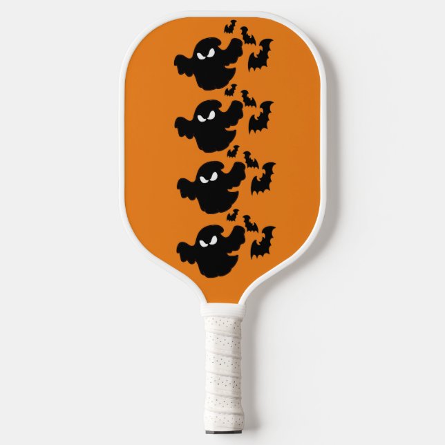 Funky Halloween Bat Spooky Black Ghouls Orange Fun Pickleball Paddle (Front)