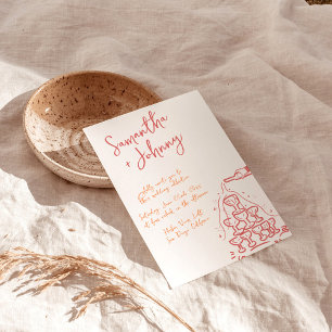 Funky Hand Drawn Champagne Tower Wedding Invitation