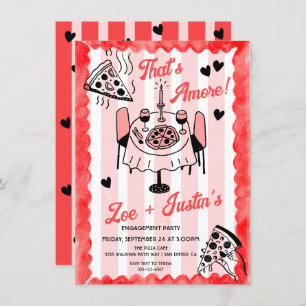 Funky Hand drawn Pizza Engagement Party Invitation