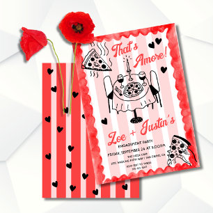 Funky Hand drawn Pizza Engagement Party Invitation