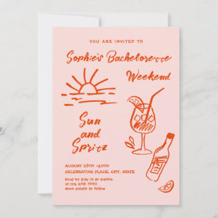 Funky Hand Drawn Scribble Retro Bachelorette Party Invitation