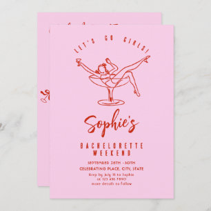 Funky Hand Drawn Scribble Retro Bachelorette Party Invitation
