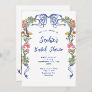 Funky Hand Drawn Scribble Retro Bridal Shower Invitation