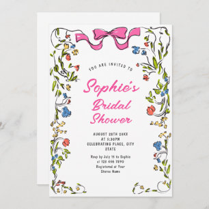 Funky Hand Drawn Scribble Retro Bridal Shower Invitation