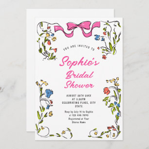 Funky Hand Drawn Scribble Retro Bridal Shower Invitation