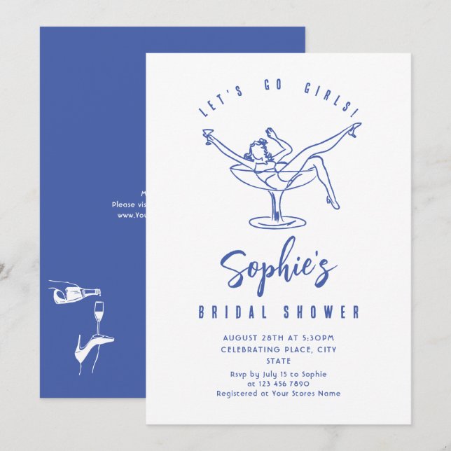 Funky Hand Drawn Scribble Retro Bridal Shower Invitation (Front/Back)