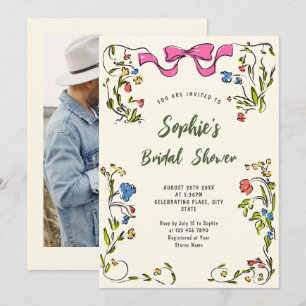 Funky Hand Drawn Scribble Retro Bridal Shower Invitation