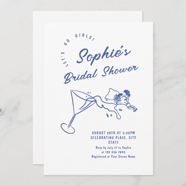 Funky Hand Drawn Scribble Retro Bridal Shower Invitation (Front/Back)