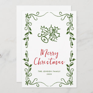 Funky Hand Drawn Scribble Retro Christmas Holiday Card