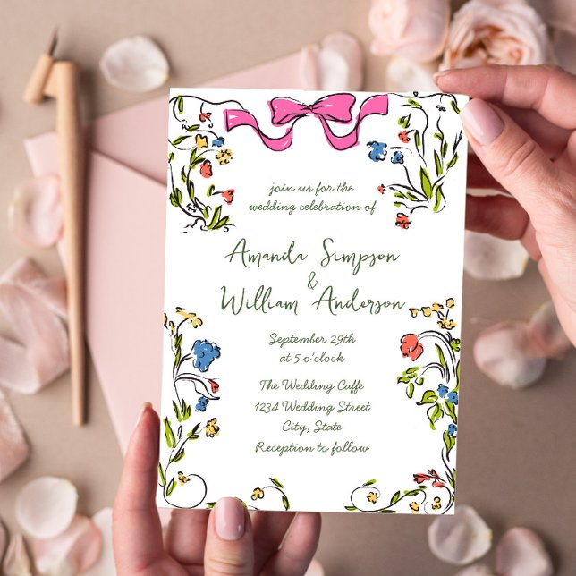 Funky Hand Drawn Scribble Retro Wedding Invitation (Creator Uploaded)
