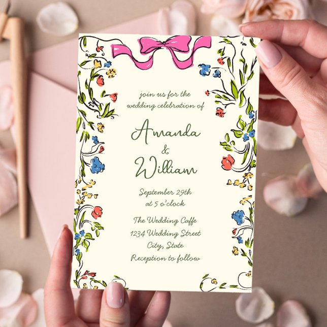 Funky Hand Drawn Scribble Retro Wedding Invitation (Creator Uploaded)