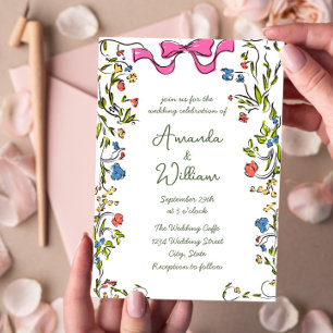 Funky Hand Drawn Scribble Retro Wedding Invitation