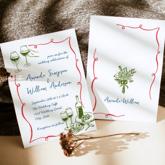 Funky Hand Drawn Scribble Retro Wedding Invitation (Creator Uploaded)