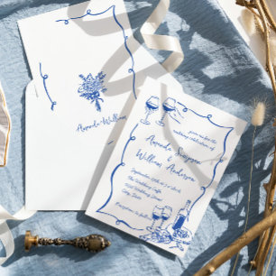Funky Hand Drawn Scribble Retro Wedding Invitation
