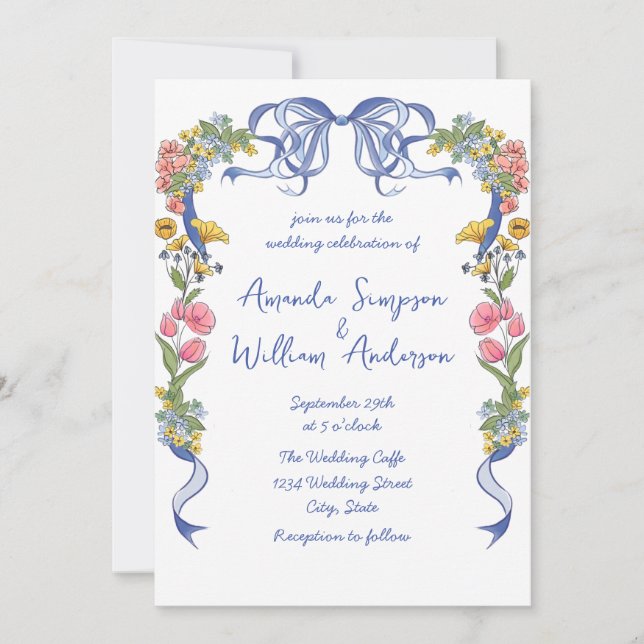 Funky Hand Drawn Scribble Retro Wedding Invitation (Front)