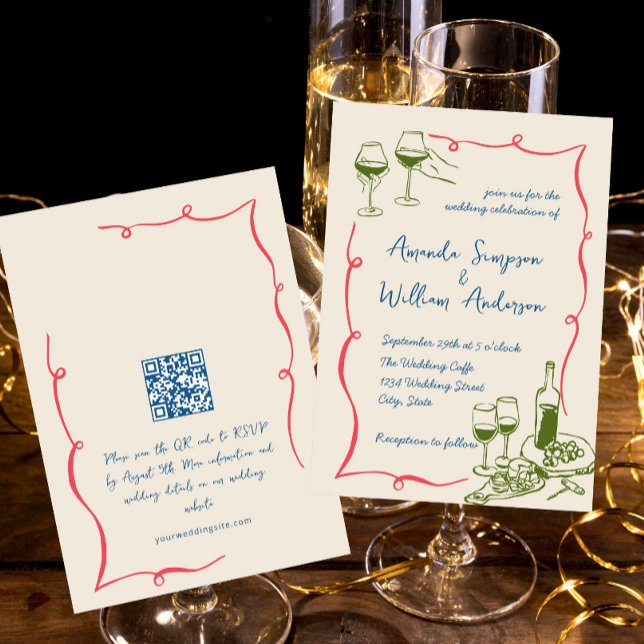 Funky Hand Drawn Scribble Retro Wedding QR code Invitation (Creator Uploaded)