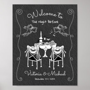 Funky Hand drawn Welcome Rehearsal Dinner cherubs Poster