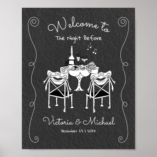 Funky Hand drawn Welcome Rehearsal Dinner table Poster (Front)