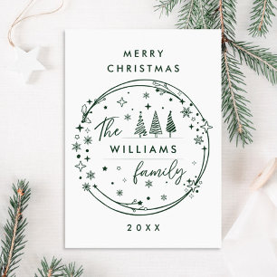 Funky Hand Drawn Whimsical Christmas Holiday Card