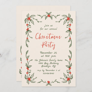 Funky Hand Drawn Whimsical Christmas Holiday Party Invitation