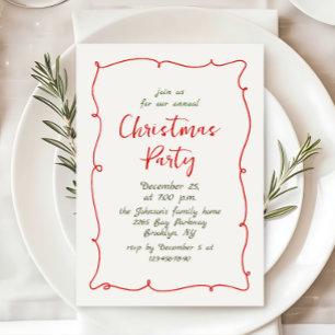 Funky Hand Drawn Whimsical Christmas Holiday Party Invitation