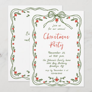 Funky Hand Drawn Whimsical Christmas Holiday Party Invitation