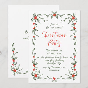 Funky Hand Drawn Whimsical Christmas Holiday Party Invitation