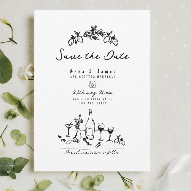 funky hand drawn whimsical Italian wedding Invitation (Creator Uploaded)