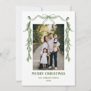 Funky Hand Drawn Whimsical Retro Christmas 2 Photo Holiday Card