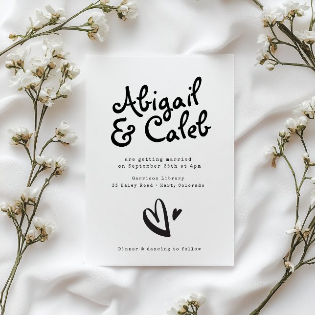 Funky Handwritten Typewriter Wedding Invitation (Creator Uploaded)