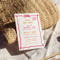 Funky Handwritten Wavy Border Disco Save the Date