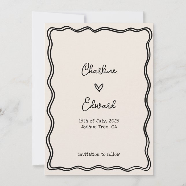Funky Handwritten Wavy Border Disco Save the Date Invitation (Back)