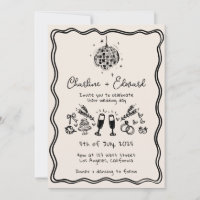 Funky Handwritten Wavy Border Disco Wedding