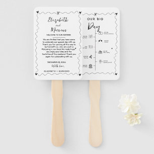 Funky  Handwritten wedding day  Events Timeline  Hand Fan