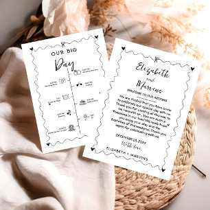 Funky  Handwritten wedding day  Events Timeline  Programme