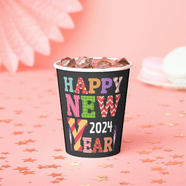 Funky happy new year  paper cups (Insitu)