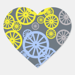 Funky Happy Wheel Circle Pattern Product Heart Sticker