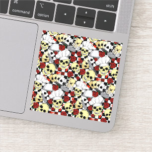 Funky Head Chef Skulls Wearing Chef Hats